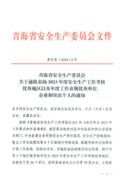 喜報(bào)！2023年度安全生產(chǎn)工作優(yōu)秀企業(yè)和突出個(gè)人名單揭曉！